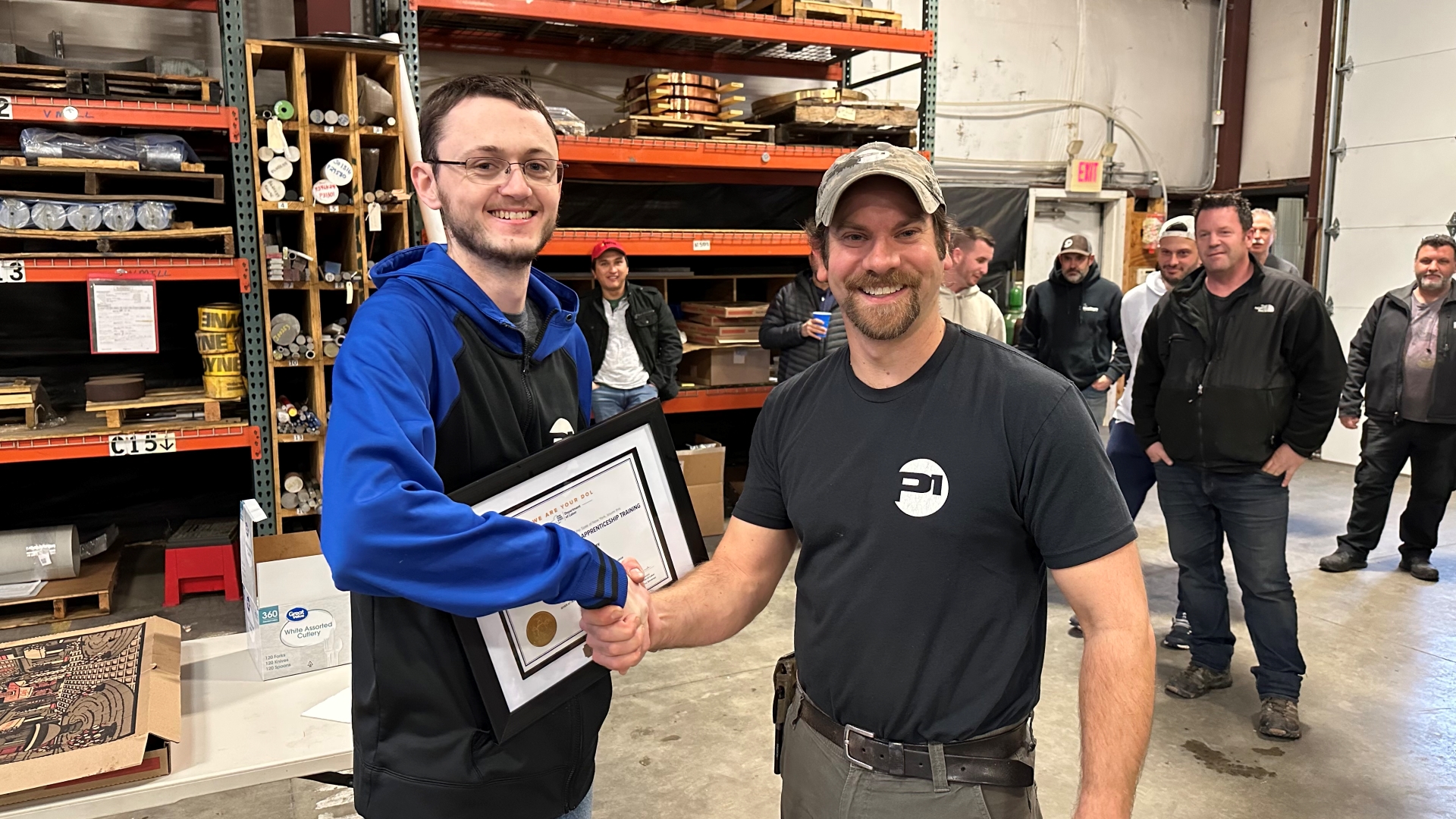 P1 congratulates Nick Toomey on his Machinist Certification